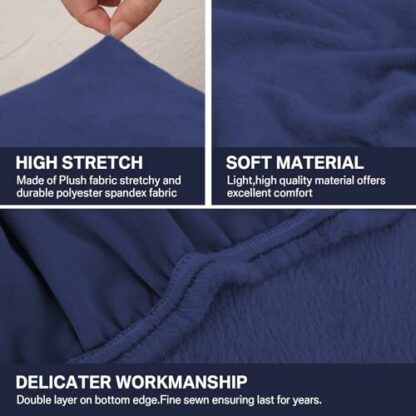 Teynewer Sofa Seat Cushion Cover, Sofa Cushion Slipcovers Stretch Velvet, Universal Non-Slip Couch Cushion Covers Replacement for Individual Cushion with Elastic Bottom - Image 4