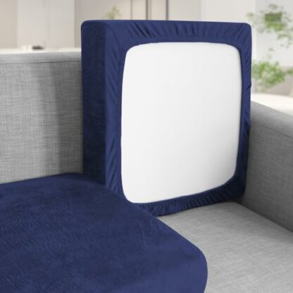Teynewer Sofa Seat Cushion Cover, Sofa Cushion Slipcovers Stretch Velvet, Universal Non-Slip Couch Cushion Covers Replacement for Individual Cushion with Elastic Bottom - Image 2