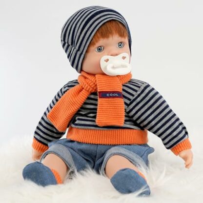The Magic Toy Shop Bibi Doll - 18" Realistic Lifelike Sleeping Soft Body Ginger Hair Baby Doll with Freckles, Dummy & Baby Sounds - Image 4