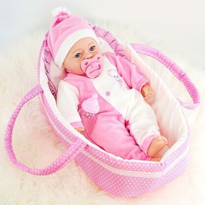 The Magic Toy Shop Bibi Doll - Baby Doll With Sounds & Carry Cot Bed Pillow Carry Handles Carrier Play Set 3 The Magic Toy Shop Bibi Doll - Baby Doll With Sounds & Carry Cot Bed Pillow Carry Handles Carrier Play Set - Image 3