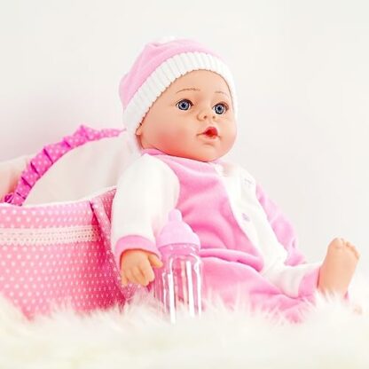 The Magic Toy Shop Bibi Doll - Baby Doll With Sounds & Carry Cot Bed Pillow Carry Handles Carrier Play Set 4 The Magic Toy Shop Bibi Doll - Baby Doll With Sounds & Carry Cot Bed Pillow Carry Handles Carrier Play Set - Image 4