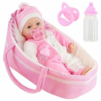The Magic Toy Shop Bibi Doll - Baby Doll With Sounds & Carry Cot Bed Pillow Carry Handles Carrier Play Set 2 The Magic Toy Shop Bibi Doll - Baby Doll With Sounds & Carry Cot Bed Pillow Carry Handles Carrier Play Set - Image 2