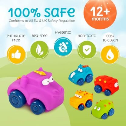 Tippi Monster Movers 5 Soft Play Baby Toy Cars - Toy Car Set For 1 Year Old - Suitable From 12 Months - 1 Year Old Boy Gifts - Toys For 1 Year Old Boys - Image 4