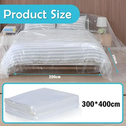 ToKinCen Furniture Dust Covers,Sofa Protector Bag Cover,Plastic Sofa Cover 2PCS,Transparent Sofa Dust Covers,Water Resistant,Large Heavy Duty Furniture Bed Couch Protector 300 x 200cm - Image 3