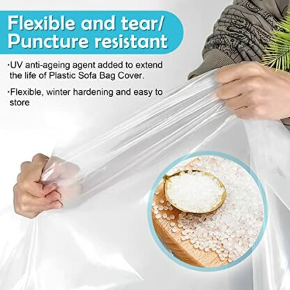 ToKinCen Furniture Dust Covers,Sofa Protector Bag Cover,Plastic Sofa Cover 2PCS,Transparent Sofa Dust Covers,Water Resistant,Large Heavy Duty Furniture Bed Couch Protector 300 x 200cm - Image 4