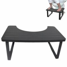 Toilet Stool for Adults Kids Potty Stool Anti-Slip Bamboo Toilet Squat Stool with Metal Leg Ergonomic Toilet Step for Potty Assistance Black Step Stool for Adults