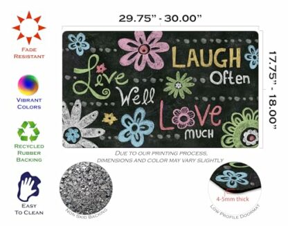 Toland Home Garden Live Laugh Love Chalkboard 18 x 30 Inch Decorative Floor Mat Inspirational Doormat - Image 4