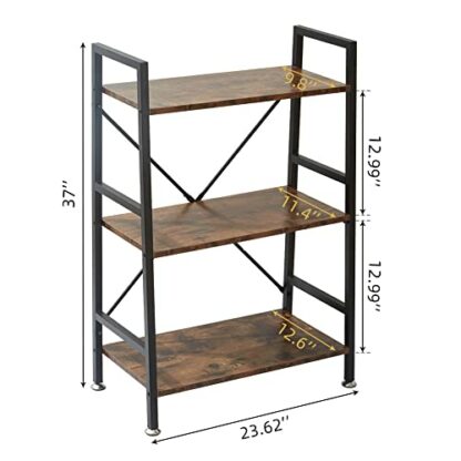 TooCust Bookshelf,Book Shelf Organizer Industrial Bookshelf,Bookshelves and Bookcases Rustic Bookshelf for Small Spaces,Wood and Metal Storage Shelves for Bedroom,Living Room and Office - Image 3