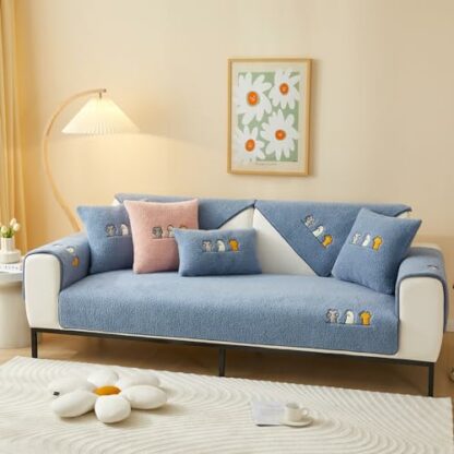 Topchances Soft Plush Sofa Cover - New Non-Slip Sofa Covers 1 2 3 Seater, Rabbit Faux Fur Couch Covers, Fluffy Couch Cover, Sofa Cover L Shape Furniture Protector for Living Room - Image 4