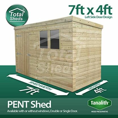 Total Sheds 7ft (2.1m) x 4ft (1.2m) Shed Pent Shed Garden Shed Timber Shed - Image 2