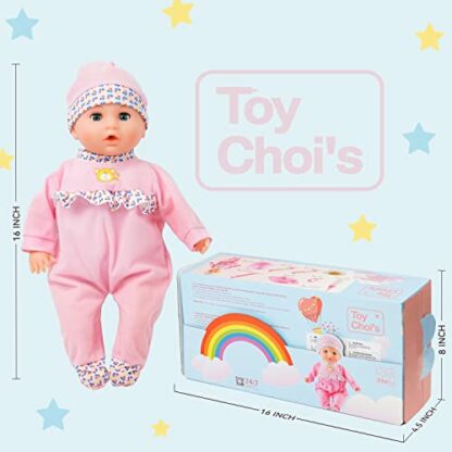 Toy Choi's 16" Baby Doll Pink - Talking Soft Baby Dolls for 2+ Year Old Girls with Different Sound and Funny Feeding Accessories, Preschool Toy Gift for Toddler and Kids 4 Toy Choi's 16" Baby Doll Pink - Talking Soft Baby Dolls for 2+ Year Old Girls with Different Sound and Funny Feeding Accessories, Preschool Toy Gift for Toddler and Kids - Image 4