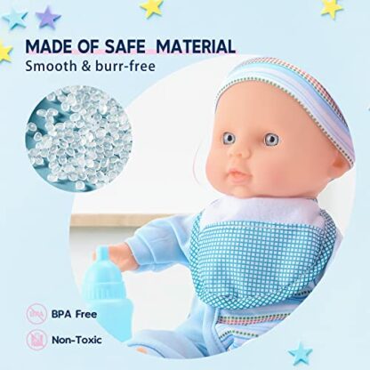 Toy Choi's Twin Baby Doll Set - 12" Soft Body Pink & Blue Baby Dolls with Rompers and Hat Pacifier and Doll Bibs, Preschool Toy Gift for Toddler and Kids 4 Toy Choi's Twin Baby Doll Set - 12" Soft Body Pink & Blue Baby Dolls with Rompers and Hat Pacifier and Doll Bibs, Preschool Toy Gift for Toddler and Kids - Image 4