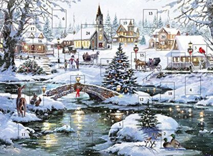 Traditional Advent Calendar Christmas Snow Scene - Glitter Finish 24 Doors - Image 2