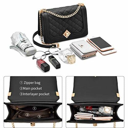 Travistar Crossbody Bags for Women Small Ladies Shoulder Bag Purse PU Leather Quilted Handbags with Gold Chain Strap Fashion Cross Body Phone Bag Side Purses Cute Evening Clutch - Image 4