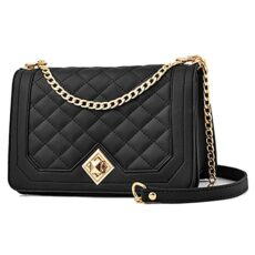 Travistar Crossbody Bags for Women Small Ladies Shoulder Bag Purse PU Leather Quilted Handbags with Gold Chain Strap Fashion Cross Body Phone Bag Side Purses Cute Evening Clutch