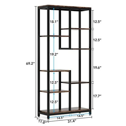 Tribesigns 6-Tier Tall Bookshelf Bookcase, Industrial 8-Shelf Open Bookcase Storage Display Book Shelves for Living Room, Home Office - Image 3