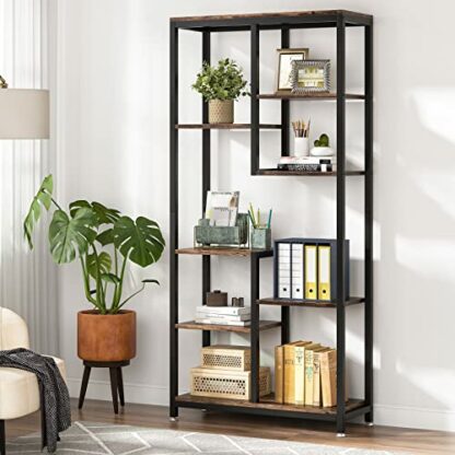 Tribesigns 6-Tier Tall Bookshelf Bookcase, Industrial 8-Shelf Open Bookcase Storage Display Book Shelves for Living Room, Home Office - Image 2