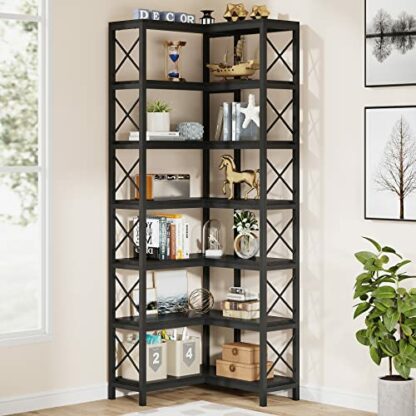 Tribesigns Corner Bookshelf, Large Modern Corner Bookcase, Tall Corner Shelf Storage Display Rack with Metal Frame for Living Room Home Offic - Image 2