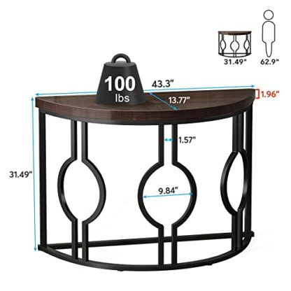 Tribesigns Half Moon Console Table for Entryway, 43 Inch Industrial Semi Circle Sofa Table with Geometric Base, Modern Tables for Living Room Entry Way Hallway Office,Rustic Brown 3 Tribesigns Half Moon Console Table for Entryway, 43 Inch Industrial Semi Circle Sofa Table with Geometric Base, Modern Tables for Living Room Entry Way Hallway Office,Rustic Brown - Image 3