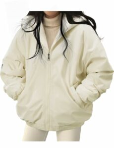 Tuopuda Womens Winter Jackets Thermal Zip Up Coat with Hood Casual Reversible Parka Jacket Windproof Warm Fleece Winter Coat Outdoor Jacket