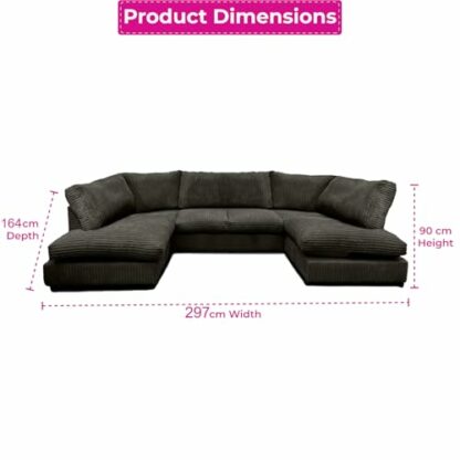 U Shaped Cord Sofa - Back Cushion Sofa with Memory Foam Seating & Removable Covers - Versatile for Living Room, Bedroom, Office - Image 3