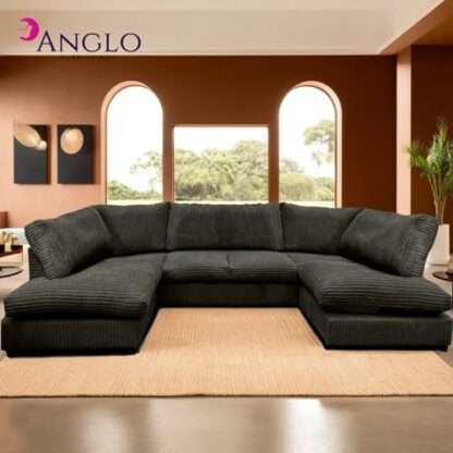 U Shaped Cord Sofa - Back Cushion Sofa with Memory Foam Seating & Removable Covers - Versatile for Living Room, Bedroom, Office - Image 2