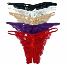 UILYNIU 5 Pieces Lace Thongs for Women, Ladies Lingerie Panties Underwear Underpants Thong Low Waist Panties Briefs