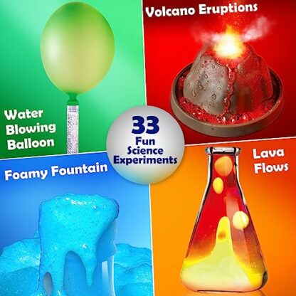 UNGLINGA 33 Experiments Science Kit for Kids, Science Project STEM Learning Educational Toys Gifts for Boys Girls, Chemistry Set, Volcano Erupting 4 UNGLINGA 33 Experiments Science Kit for Kids, Science Project STEM Learning Educational Toys Gifts for Boys Girls, Chemistry Set, Volcano Erupting - Image 4