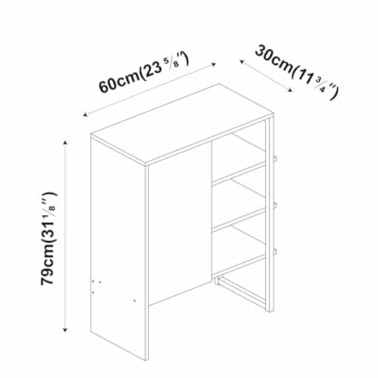 URBNLIVING 60cm Wood Steel Living Room 1 Door Bedside Cabinet Shelf Shelving Bookcase Unit - Image 3