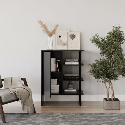 URBNLIVING 60cm Wood Steel Living Room 1 Door Bedside Cabinet Shelf Shelving Bookcase Unit - Image 2