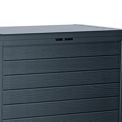 URBNLIVING Anthracite 190L Wood Design Outdoor Storage Box Garden Patio Plastic Chest Lid - Image 4