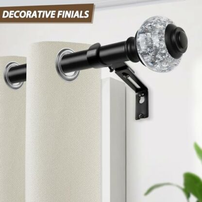 USFOOK 1 inch Curtain Rods with Translucent Finials,3 colors - Image 4