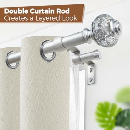 USFOOK Double Curtain Rods with Translucent Finials - Image 4