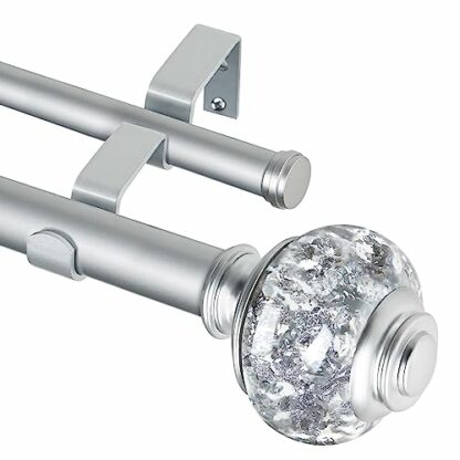 USFOOK Double Curtain Rods with Translucent Finials - Image 2