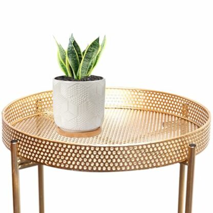 Unibos Coffee Tables, Side Tables, Robust Steel Frame, for Living Room, Bedroom, Rustic Stunning Gold LET040B99- Gold 3 Unibos Coffee Tables, Side Tables, Robust Steel Frame, for Living Room, Bedroom, Rustic Stunning Gold LET040B99- Gold - Image 3