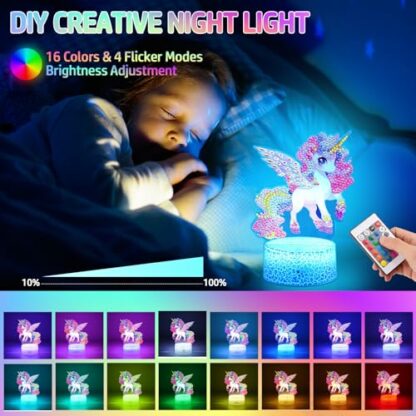 Unicorn Gifts for 6 7 8 9 10 11 Year Old Girls, Arts and Crafts Set for Kids Age 5+, 5D Diamond Painting Kits DIY Night Light Toys Kid Birthday Presents Horse Gift for Children Girl Bedroom Decor 3 Unicorn Gifts for 6 7 8 9 10 11 Year Old Girls, Arts and Crafts Set for Kids Age 5+, 5D Diamond Painting Kits DIY Night Light Toys Kid Birthday Presents Horse Gift for Children Girl Bedroom Decor - Image 3
