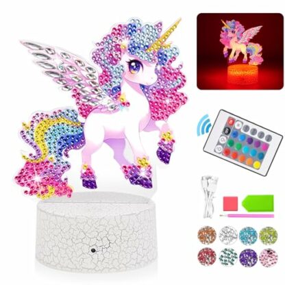 Unicorn Gifts for 6 7 8 9 10 11 Year Old Girls, Arts and Crafts Set for Kids Age 5+, 5D Diamond Painting Kits DIY Night Light Toys Kid Birthday Presents Horse Gift for Children Girl Bedroom Decor 2 Unicorn Gifts for 6 7 8 9 10 11 Year Old Girls, Arts and Crafts Set for Kids Age 5+, 5D Diamond Painting Kits DIY Night Light Toys Kid Birthday Presents Horse Gift for Children Girl Bedroom Decor - Image 2