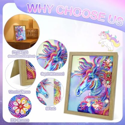 Unicorn Gifts for 6 7 8 9 10 11 Year Old Girls, Arts and Crafts for Kids Age 5-12 DlY 5D Diamond Painting Night Light Toys for Girls Age 5+ Kids Horse Craft Kits Art Set Birthday Present Decoration 3 Unicorn Gifts for 6 7 8 9 10 11 Year Old Girls, Arts and Crafts for Kids Age 5-12 DlY 5D Diamond Painting Night Light Toys for Girls Age 5+ Kids Horse Craft Kits Art Set Birthday Present Decoration - Image 3