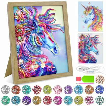 Unicorn Gifts for 6 7 8 9 10 11 Year Old Girls, Arts and Crafts for Kids Age 5-12 DlY 5D Diamond Painting Night Light Toys for Girls Age 5+ Kids Horse Craft Kits Art Set Birthday Present Decoration 2 Unicorn Gifts for 6 7 8 9 10 11 Year Old Girls, Arts and Crafts for Kids Age 5-12 DlY 5D Diamond Painting Night Light Toys for Girls Age 5+ Kids Horse Craft Kits Art Set Birthday Present Decoration - Image 2
