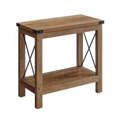 VASAGLE 2-Tier Side Table, End Table with Bottom Shelf, Nightstand for Small Spaces, for Living Room, Bedroom, Farmhouse Style - Image 2