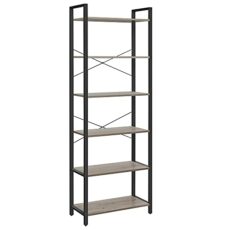 VASAGLE 6 Tier Bookcase, Free Standing Shelf with Steel Frame, Freestanding Shelf, Living Room, Bedroom, Office