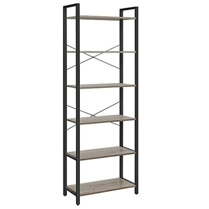 VASAGLE 6 Tier Bookcase, Free Standing Shelf with Steel Frame, Freestanding Shelf, Living Room, Bedroom, Office - Image 2