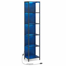 VASAGLE 6-Tier LED Bookcase, Bookshelf with Dimmable Lights, Storage Shelf with Steel Frame, for Living Room, Bedroom, Office