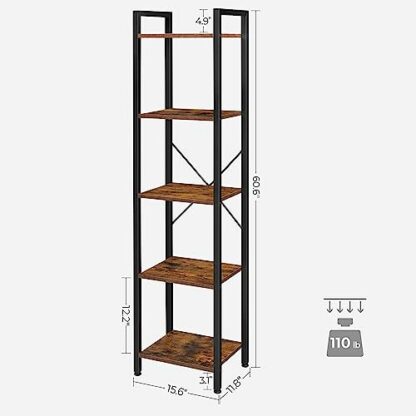 VASAGLE ALINRU Bookshelf, 5-Tier Storage Rack with Steel Frame - Image 4