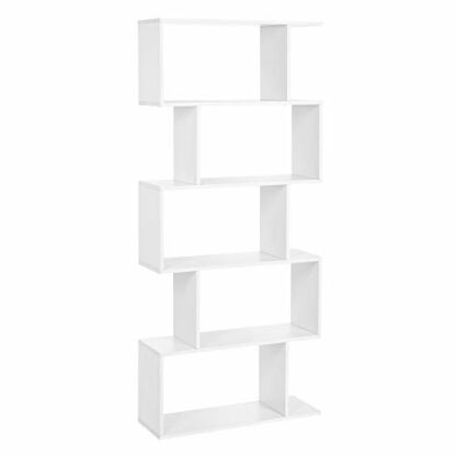 VASAGLE Bookcase, 5-Tier Bookshelf, Display Shelf and Room Divider, Freestanding Decorative Storage Shelving, White LBC62WT - Image 2