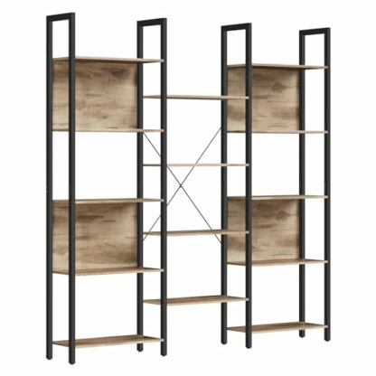 VASAGLE Bookcase, Bookshelf with 14 Shelves, Metal Frame, Shelf Unit for Living Room, Home Office, Industrial Style, 24 x 158 x 166 cm - Image 2