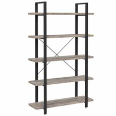 VASAGLE Bookshelf, 5-Tier Industrial Stable Bookcase, Storage Rack