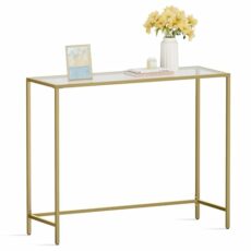 VASAGLE Console Table, Tempered Glass Sofa Table, Modern Entryway Table