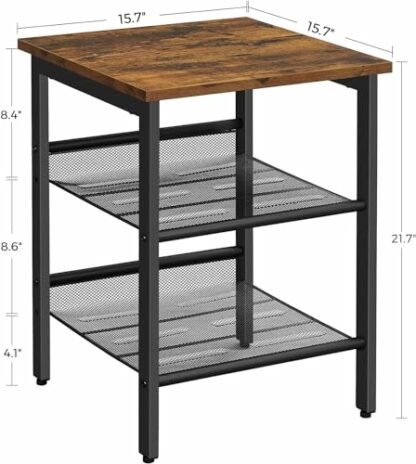 VASAGLE End Table, Nightstand with 2 Adjustable Mesh Shelves - Image 4