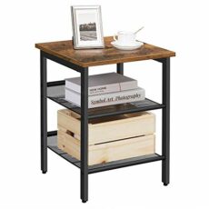 VASAGLE End Table, Nightstand with 2 Adjustable Mesh Shelves